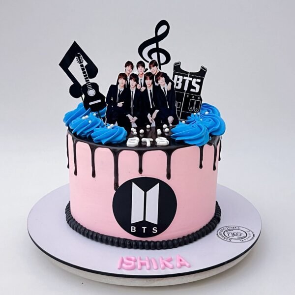 BTS Lover Cake with Custom BTS Member Decoration