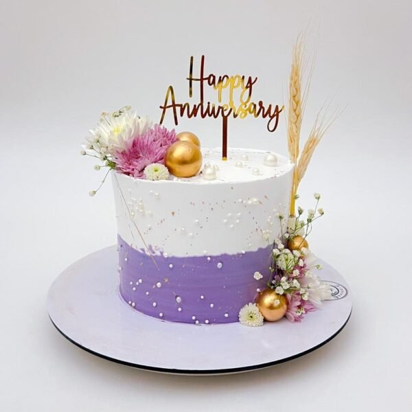 Anniversary cake with flowers