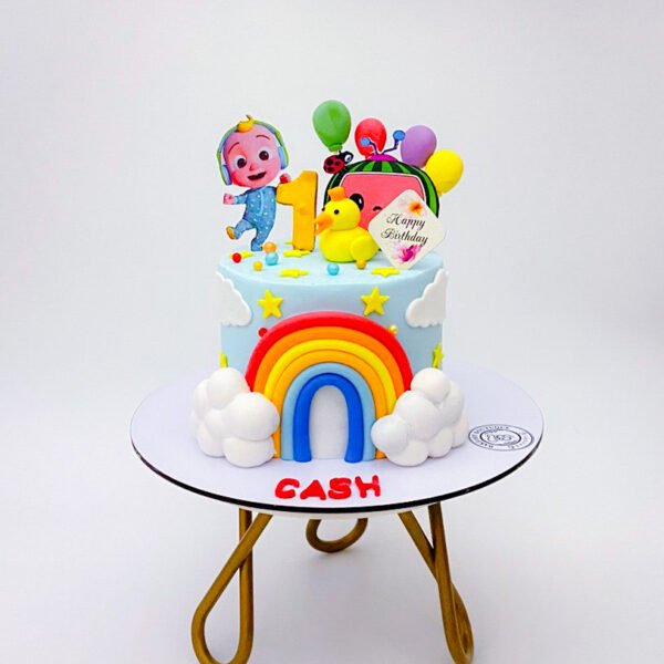 Moist Triple Chocolate Coco Melon Cake with coco melon flavor and custom design options