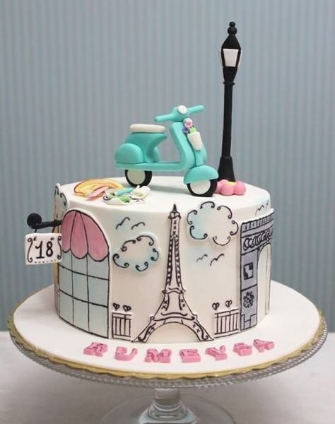 Paris Theme Cake, Best Cake Shop in Delhi, Same Day Delivery, Order Online, Luxury Cake