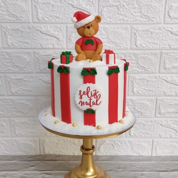 Luxury Christmas Cake with festive decorations