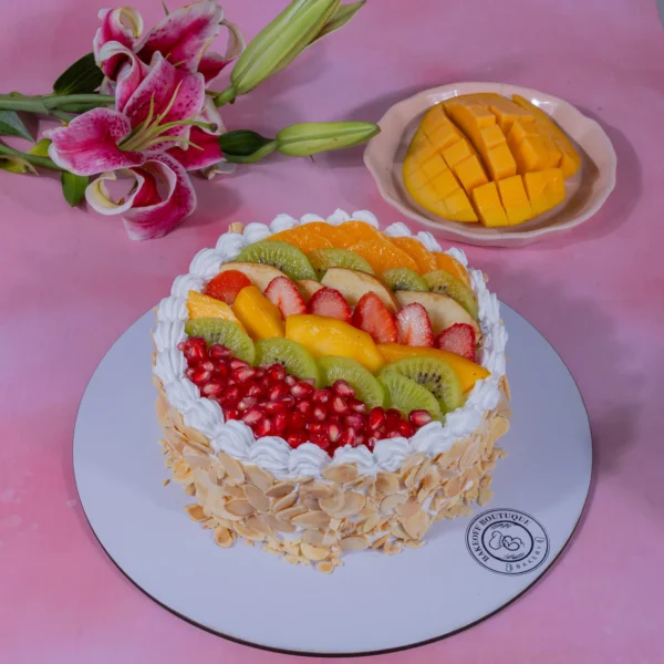 Fresh Fruit Overload Cake with seasonal fruits and cream – best online cake delivery Delhi NCR