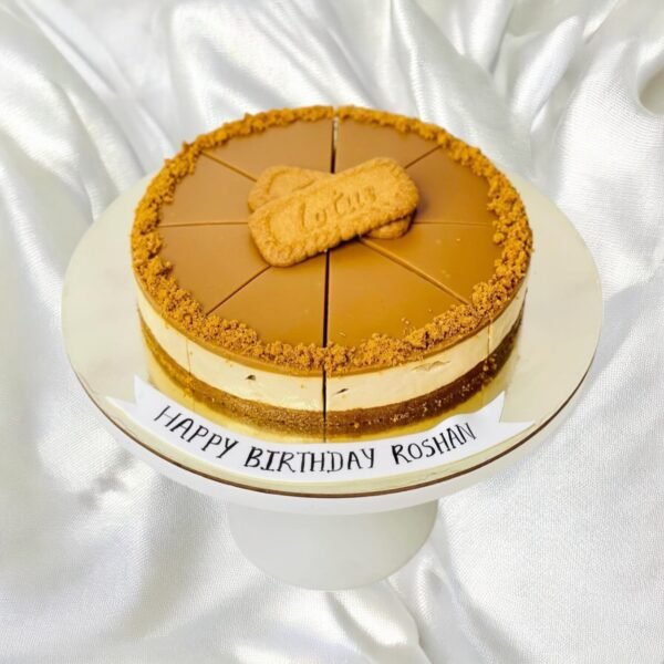 Lotus Biscoff Cheesecake with crunchy biscuit layers – best online cake delivery Delhi NCR