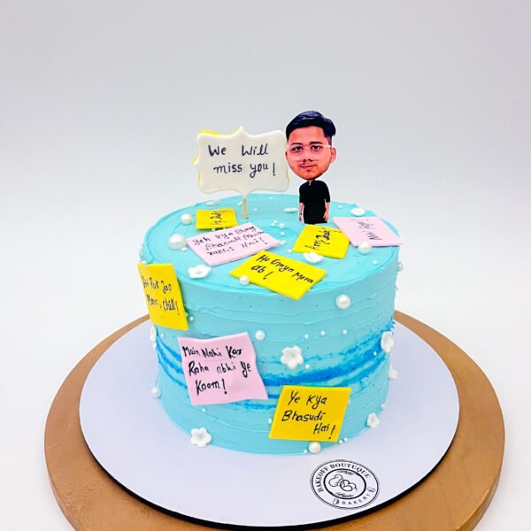Elegant Farewell Cake with personalized message for office farewell party