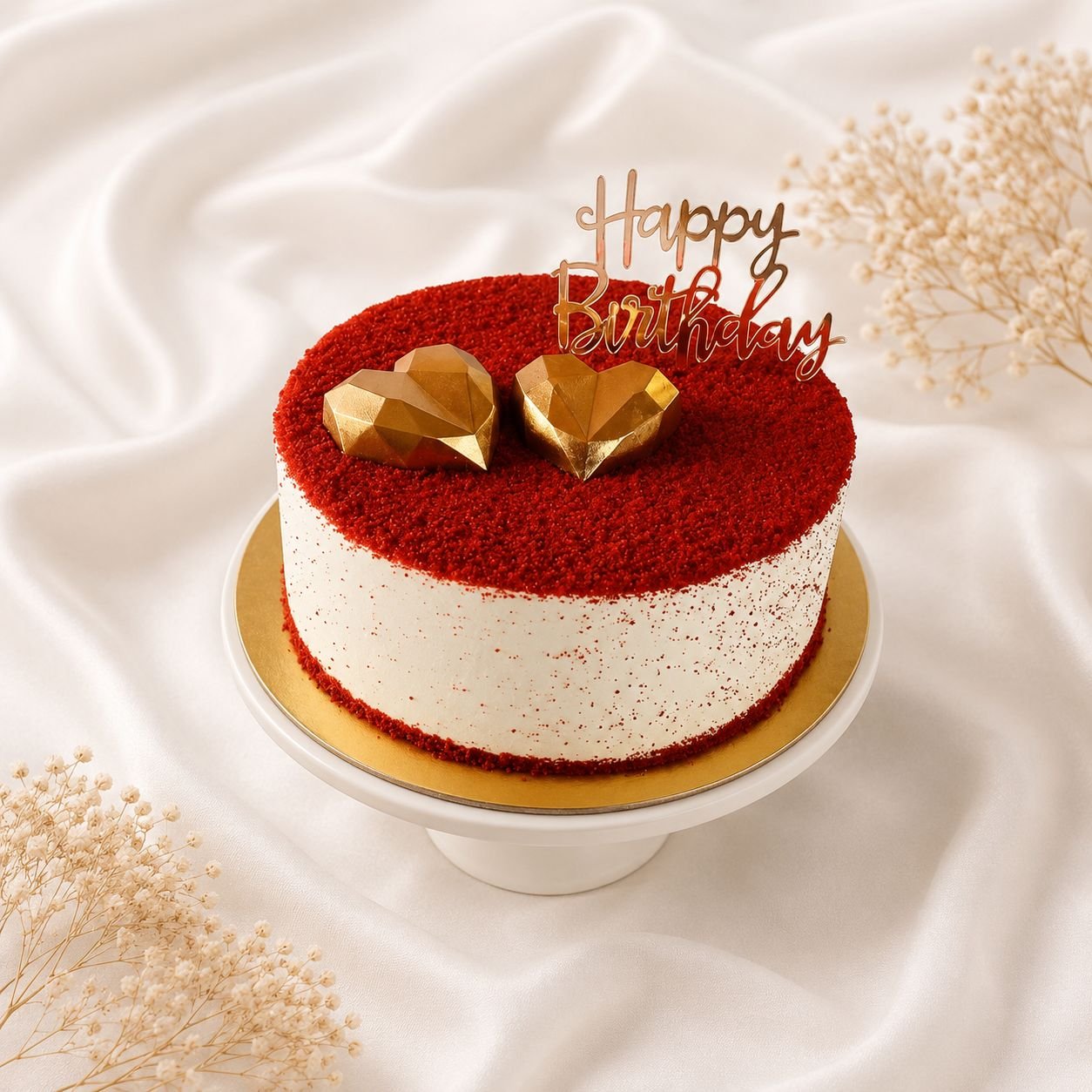 Velvet Kiss Cake with creamy layers and elegant red velvet design